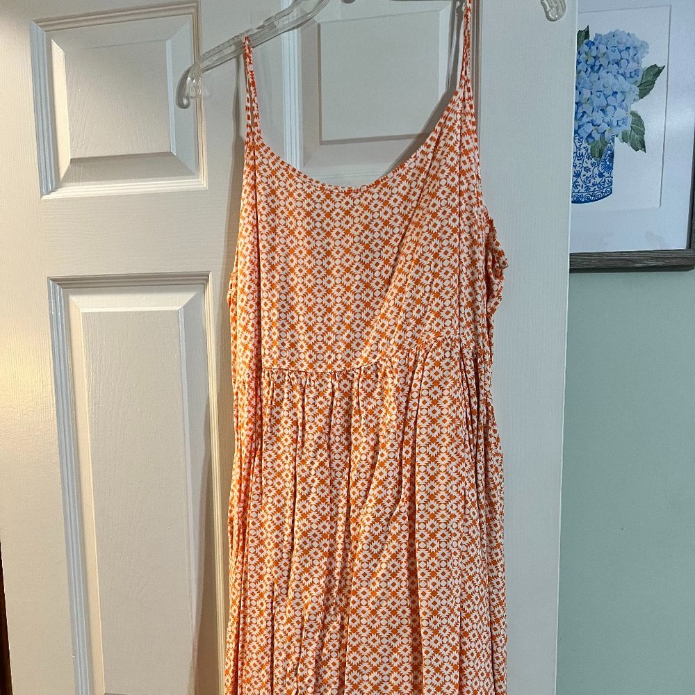 Spaghetti Strap Orange Print Spring Dress